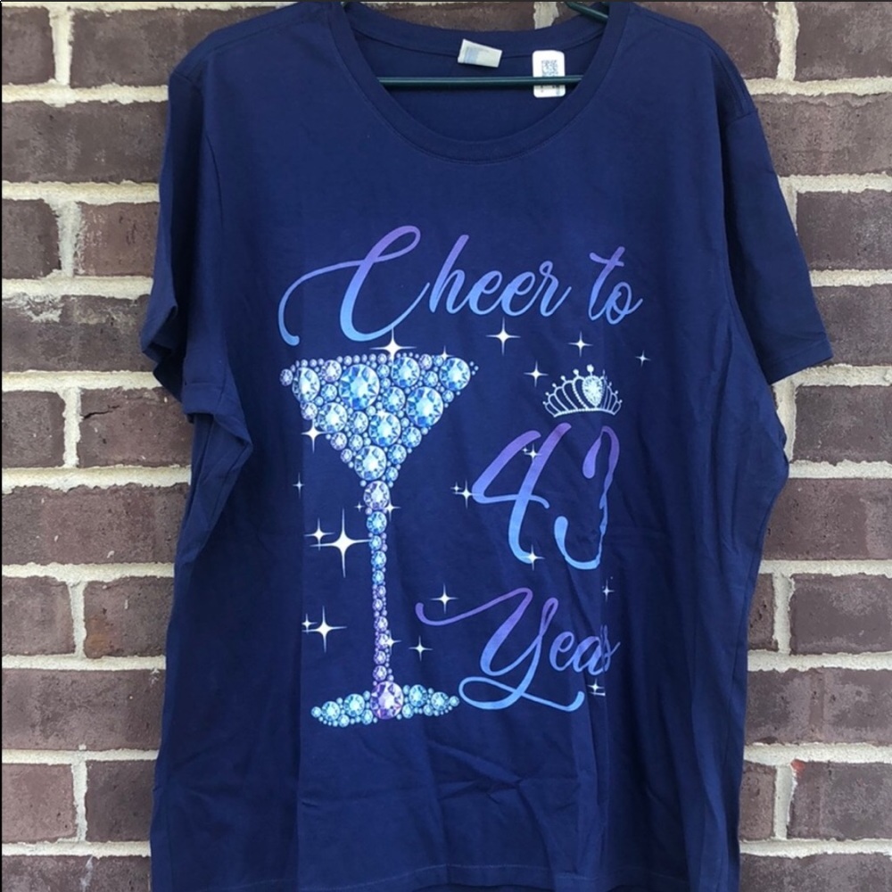 Cheers to 43 years tee navy female 3xl 100% cotton